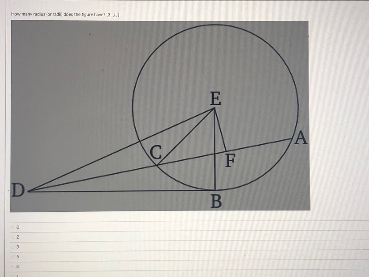 How many radius (or radii) does the figure have? [3 ]
E
F
2
3
