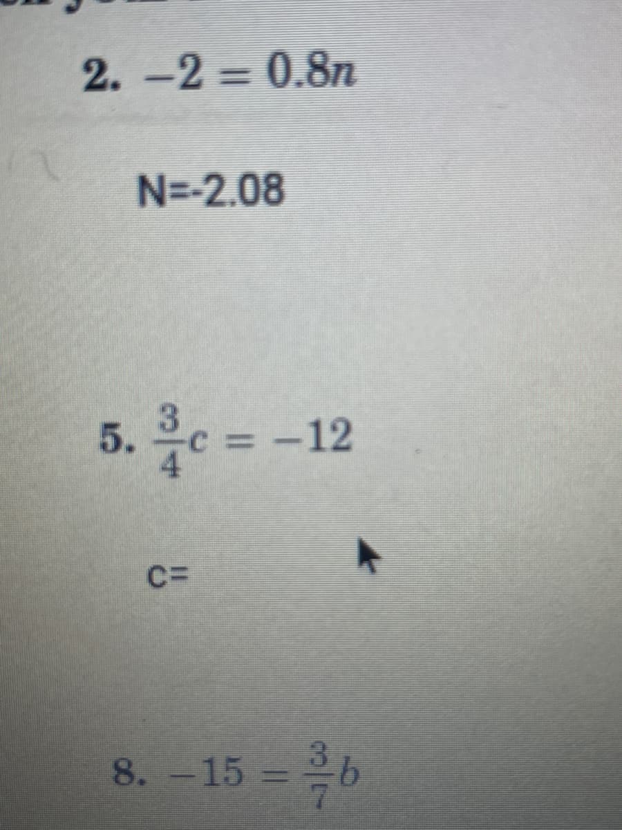 2. −2 = 0.8n
5.
N=-208
ac =
10
= -12
8.-15
– 2