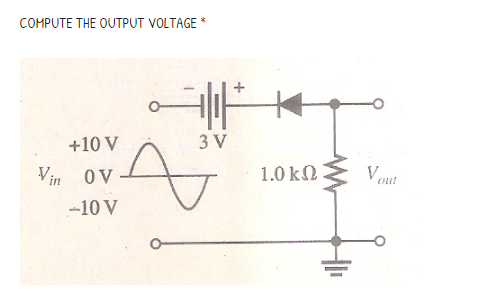 COMPUTE THE OUTPUT VOLTAGE *
+10 V
3 V
Vin OV-
1.0 k2
V out
-10 V
