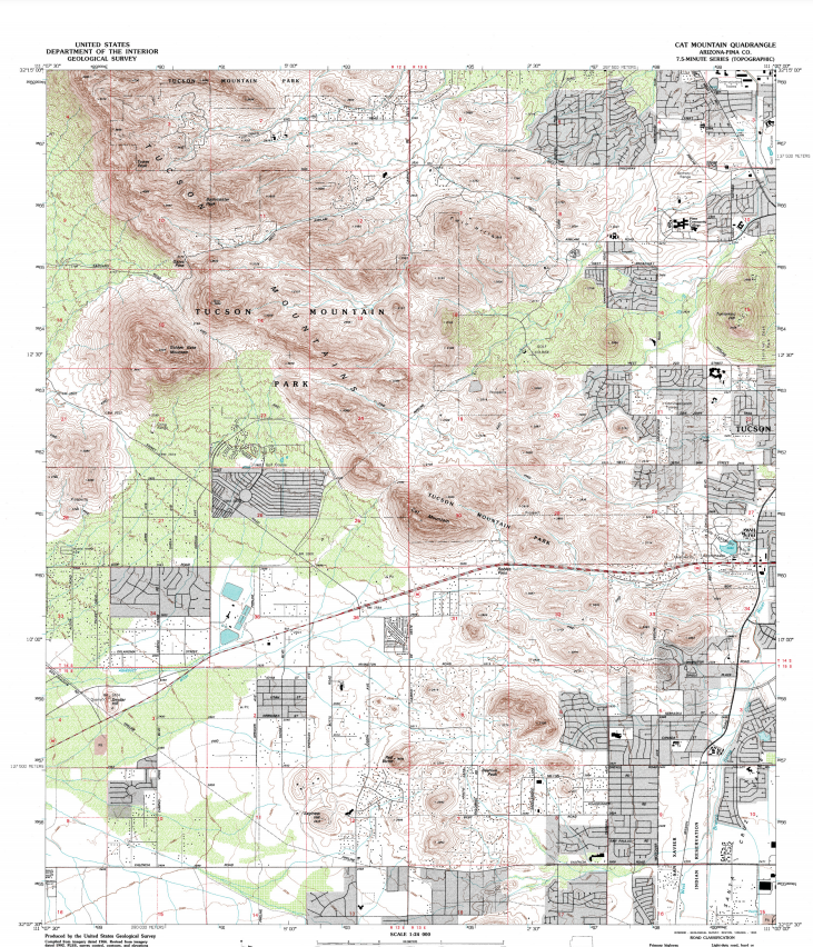 3215
UNITED STATES
DEPARTMENT OF THE INTERIOR
GEOLOGICAL SURVEY
1237
Тоска»
MOUNTAIN
PARK
TUCSON
MOUNTAIN
PARK
TUCSON
MOUNTAIN
CAT MOUNTAIN QUADRANGLE
ARIZONA-FINA CO
7.5-MINUTE SERIES (TOPOGRAPHIC)
TILERE
TUCSON
177
by the Sagical Survey
SCALE 1
ROAD CLIC
THE