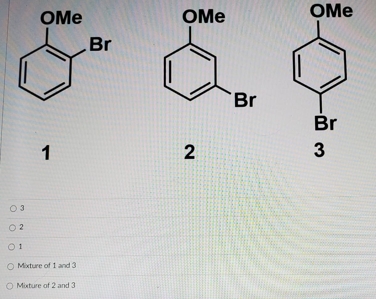 OMe
OMe
OMe
Br
Br
Br
1
2
0 3
O 1
Mixture of 1 and 3
Mixture of 2 and 3
