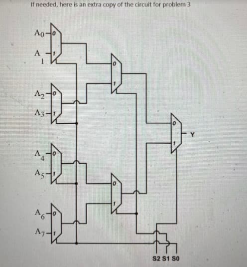 If needed, here is an extra copy of the circuit for problem 3
Ao-o
A2
A3-1
A5-
A7-
S2 S1 so
