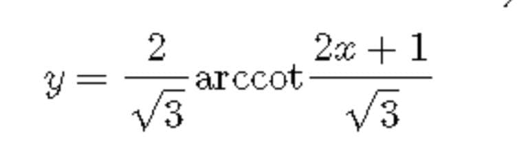 2x + 1
y =
arccot
V3
V3
