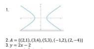 2 A = ((2,1). (3,4). (5.3), (-1,2). (2,-4))
3. y = 2x - 2
