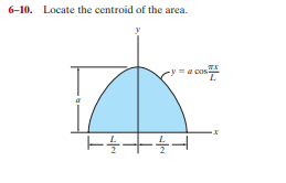 6-10. Locate the centroid of the area.
y=a cos
