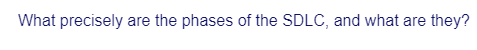 What precisely are the phases of the SDLC, and what are they?