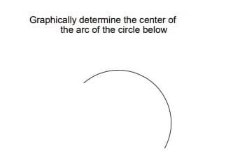 Graphically determine the center of
the arc of the circle below