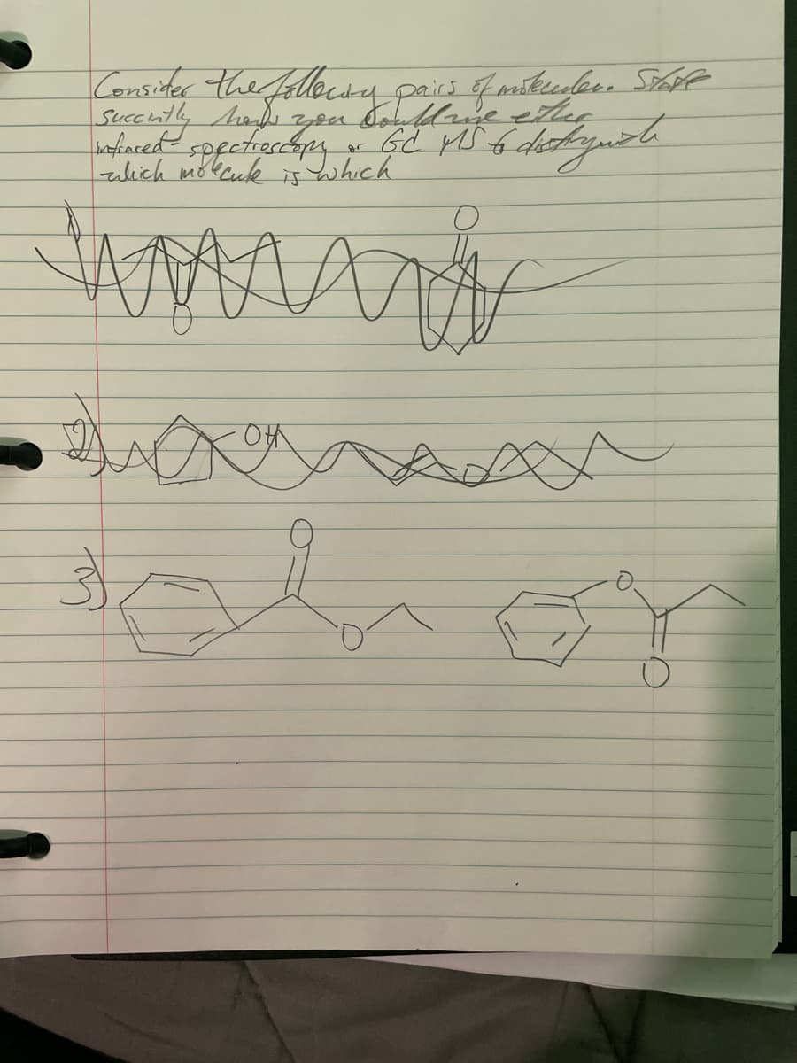 Consider the following pairs of mitcules. Start
either
weshared spectroscopy & GC MS 6 destyl
which molecule
which
is
MAA
Join or
3