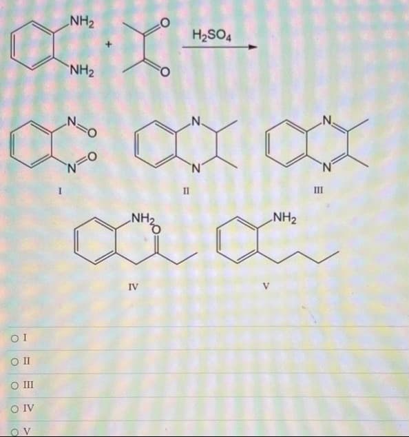 NH₂
XX-
NH₂
ΟΙ
O II
O III
O IV
OV
N=
N=O
-NH₂
IV
II
H₂SO4
N.
N
NH₂
N.
III
