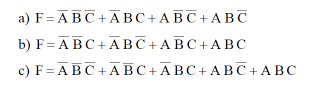 а) F3DABC+AВС+АВС+АВС
b) F%3DABC+A ВС+АВС+АВС
с) F3DABC+АВС+АВС+АВС+АВС
