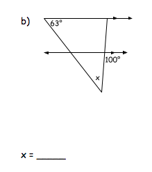 b)
63°
100°
