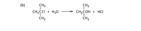 (b)
CH3
CH3
CH3 COH + HCI
CH3 CI
CH3
H20
+
CH3
