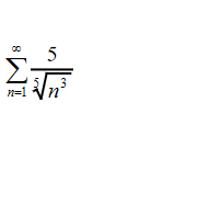 ### Infinite Series Representation

The given mathematical expression represents an infinite series. The expression is as follows:

\[
\sum_{n=1}^{\infty} \frac{5}{\sqrt[5]{n^3}}
\]

### Explanation:
1. **Summation Notation** \(\sum\): This symbol indicates summation. It represents the addition of a sequence of terms, starting from \(n=1\) and continuing to infinity (\(\infty\)).

2. **Variable \(n\)**: This is the index of summation, starting at \(n = 1\) and increasing by 1 for each subsequent term.

3. **The Term \(\frac{5}{\sqrt[5]{n^3}}\)**:
   - **Numerator (5)**: A constant value of 5.
   - **Denominator**: The fifth root (indicated by \(\sqrt[5]{ }\) or \(^\frac{1}{5}\)) of \(n\) raised to the power of 3 (\(n^3\)).

### Detailed Analysis:
- **Fifth Root**: The fifth root of a number \(x\) is a number \(y\) such that \(y^5 = x\). In the given series, \(x = n^3\).
  
- **Denominator Simplification**:
   \[
   \sqrt[5]{n^3} = (n^3)^{\frac{1}{5}} = n^{\frac{3}{5}}
   \]

- **Series Term**:
   \[
   \frac{5}{\sqrt[5]{n^3}} = \frac{5}{n^{\frac{3}{5}}}
   \]
 
The series can thus be rewritten as:
\[
\sum_{n=1}^{\infty} \frac{5}{n^{\frac{3}{5}}}
\]

This series sums terms of the form \(\frac{5}{n^{\frac{3}{5}}}\) starting from \(n=1\) to infinity. This reveals a pattern that could be analyzed further for convergence properties or utilized in more advanced mathematical contexts such as analysis or calculus.