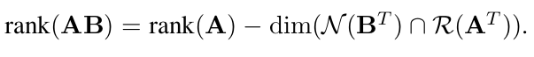 rank(AB) = rank(A) – dim(N(B") n R(A")).
-
