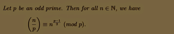 Let p be an odd prime. Then for all n ≤ N, we have
n
() = n²z¹ (mod p).
Р