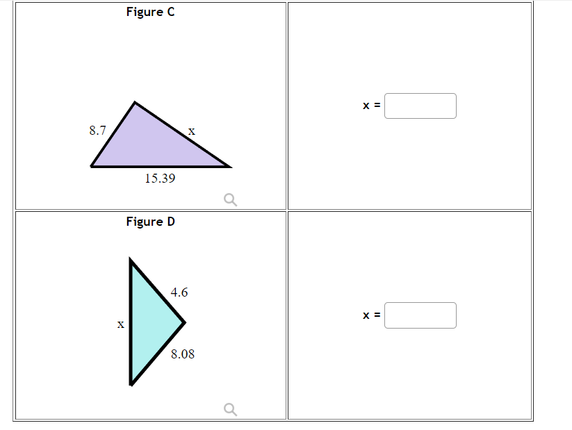 Figure C
X =
8.7
15.39
Figure D
4.6
X =
X
8.08

