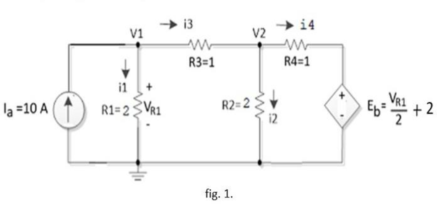 la =10 A
V1
i1
+
R1=2 SVR1
13
R3=1
V2
R2=2>
fig. 1.
14
R4=1
+
.
2 + 2