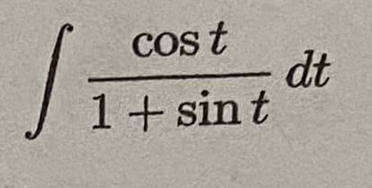 Cos t
dt
1+ sin t
