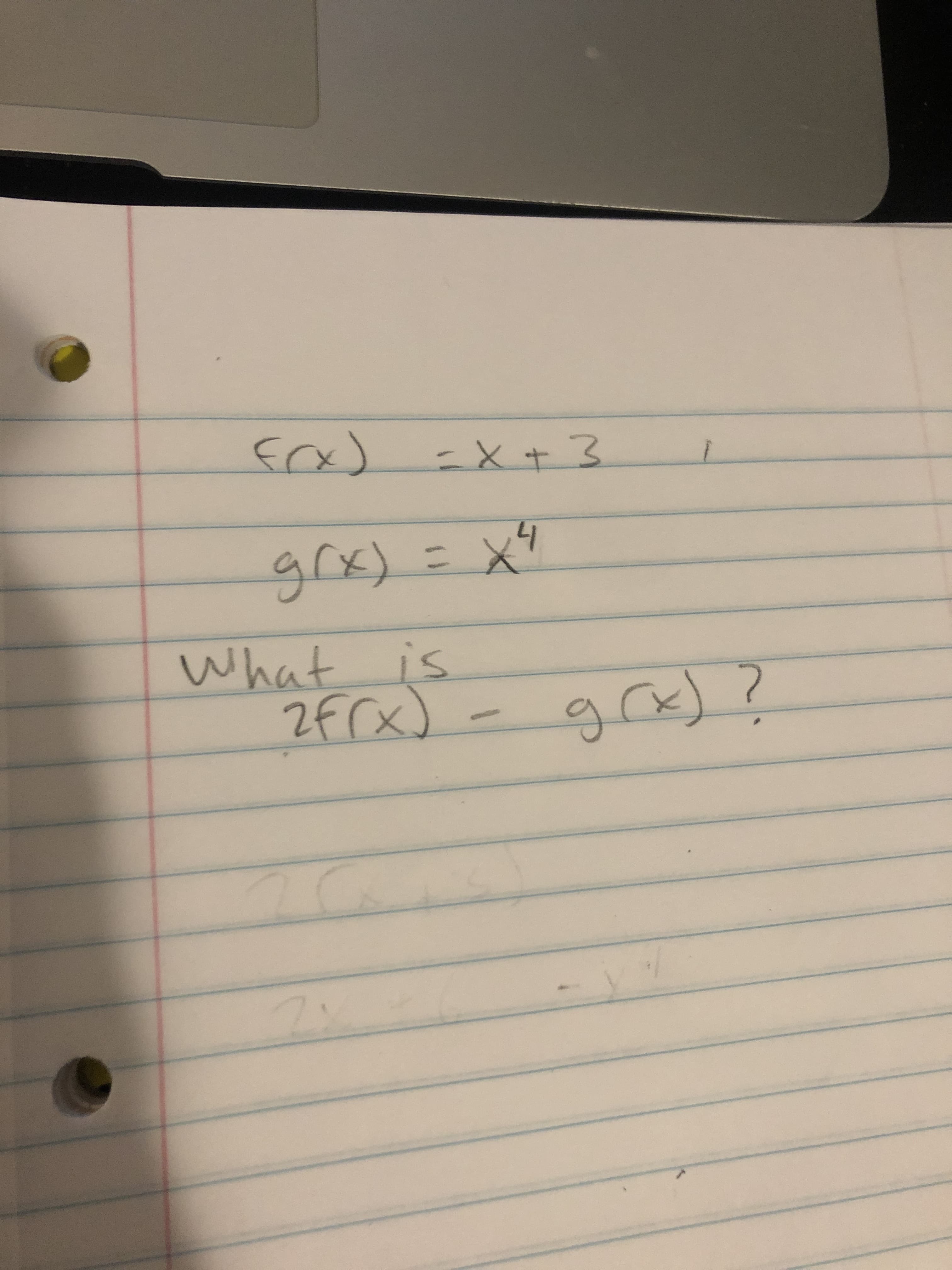 fa) -x+3
grx)=
%3D
What is
2F(x)
gra)?
