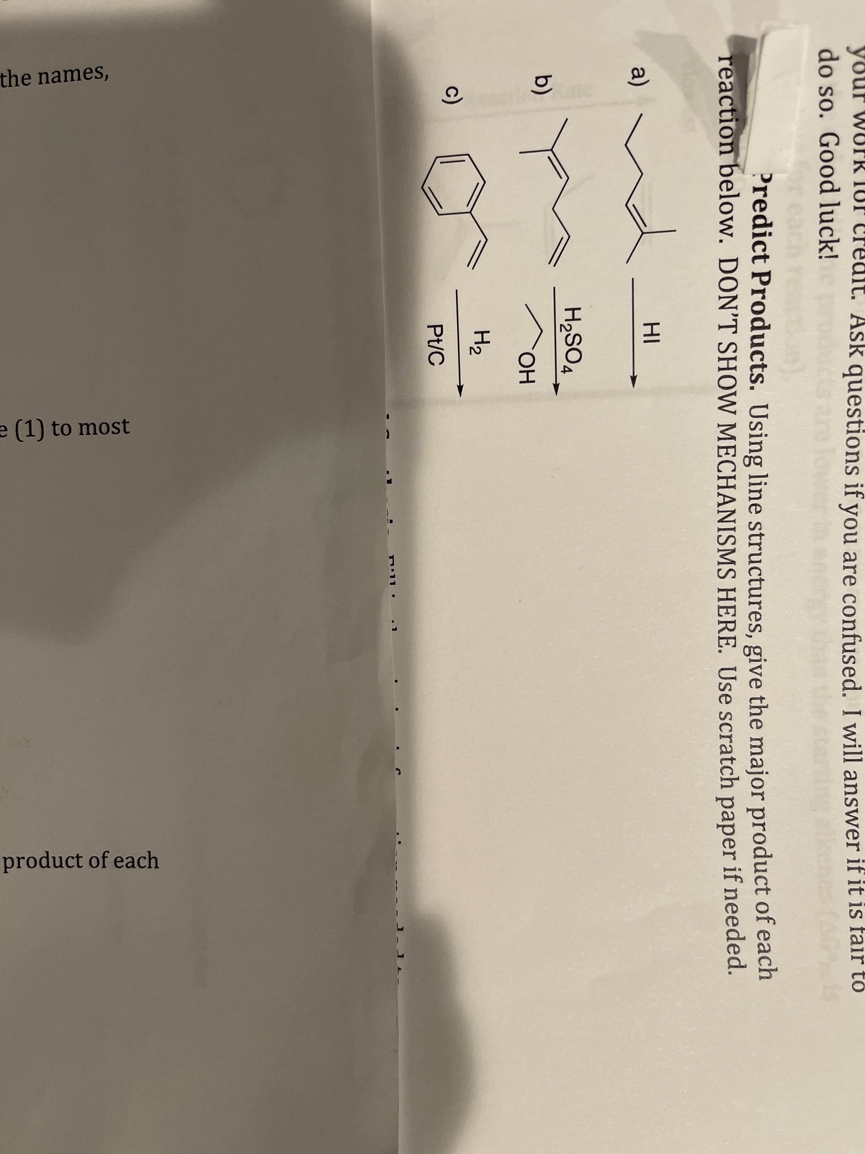 a)
HI
H2SO4
b)
ОН
H2
c)
Pt/C
