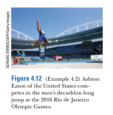 Figure 4.12 (Example 4.2) Ashton
Eaton of the United States com-
petes in the men's decathlon long
jump at the 2016 Rio de Janeiro
Olympic Games.
ADRIAN DENNIS/AFP/Getty Images
