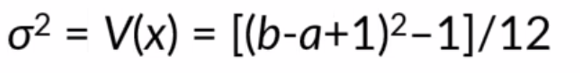 o² = V(x) = [(b-a+1)²-1]/12