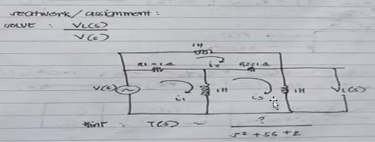 seatwork/assignment:
VL(S)
V()
GOLVE
VOG
ffint
51114
m
TCS)
T
vos
TH
RZELA
fr
TH
5² +56 +2
VCG