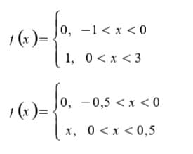 0, -1< x < 0
1 (x )= -
1, 0< x < 3
0, -0,5 < x < 0
1 (* ) =
x, 0<x <0,5
