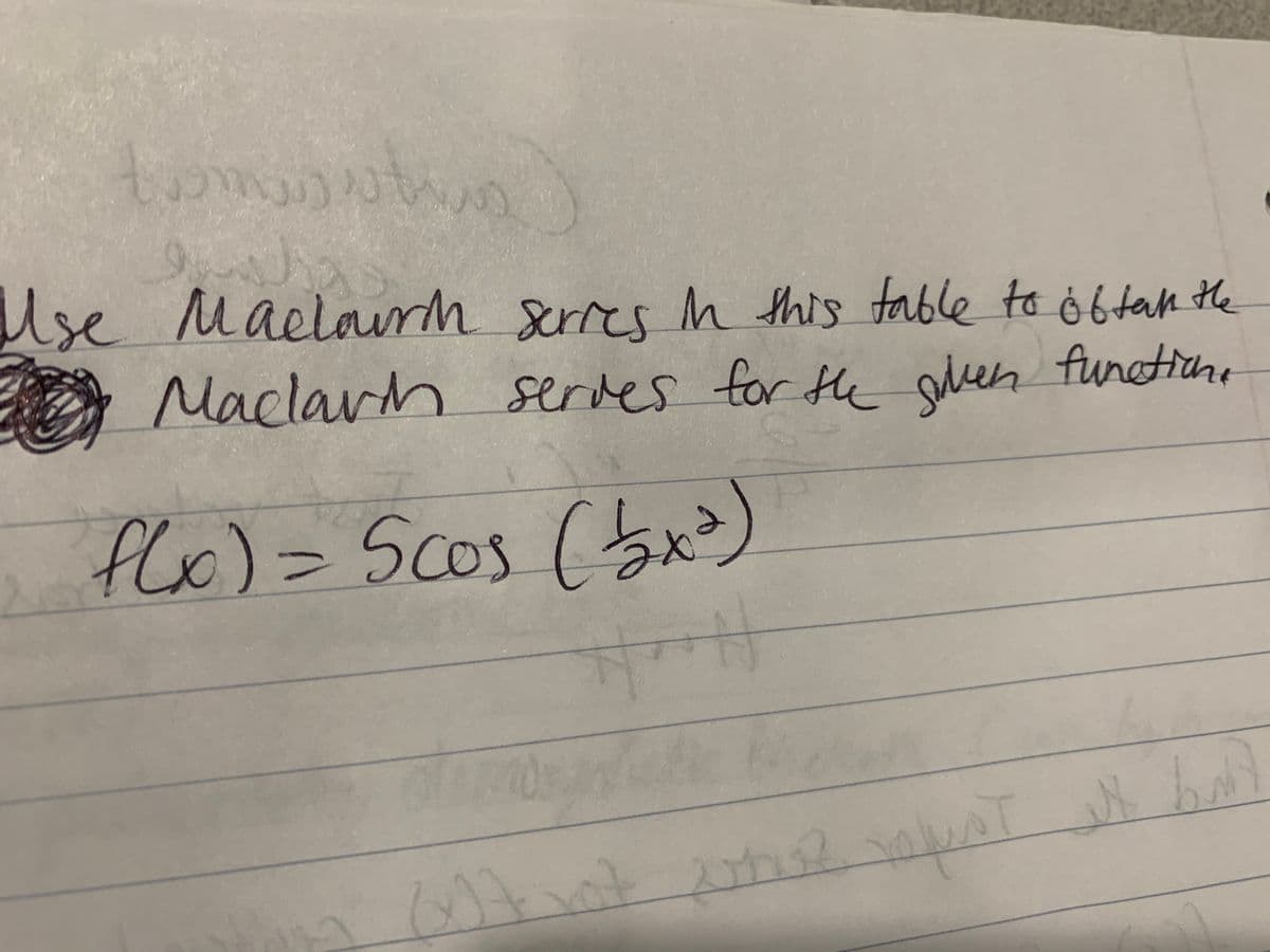 Use Maelourh serres Mh this fable to ébtak the
Maclarh for the den function,
serves
flo) = Scos (bx)
OCOS
