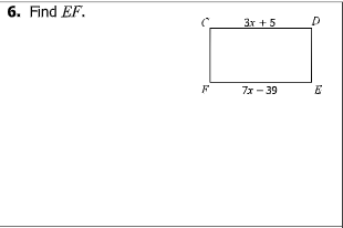 6. Find EF.
3r +5
D
7x - 39
