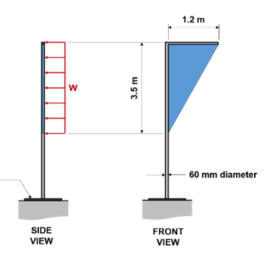 1.2 m
w
60 mm diameter
SIDE
FRONT
VIEW
VIEW
3.5 m
