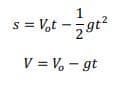 1
s = V,t -5gt
V = V, - gt
