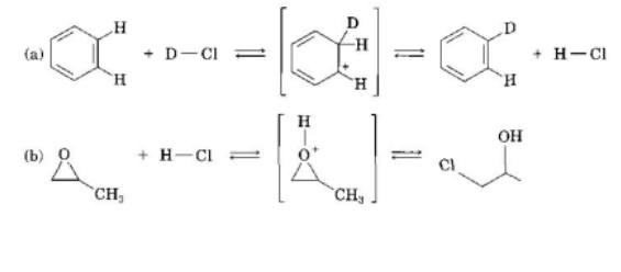 D
-H
(а)
+ D-CI
+ H-CI
`H
`H
H
он
(b)
+ H-CI =
`CH,
`CH,
