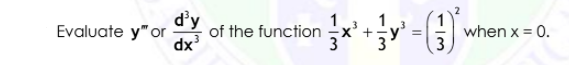 d'y
Evaluate y" or
of the function x'+y' =G
when x = 0.
3
xp
