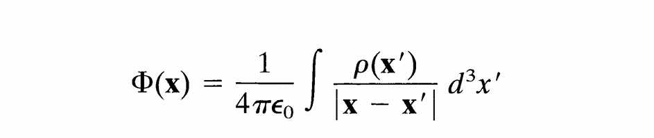 Φ(x)
=
1
4TTEO
J
p(x')
|x - x' |
d³x'