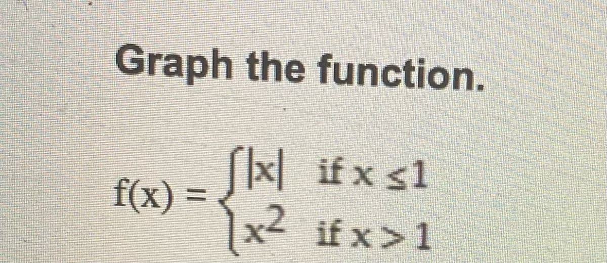 Graph the function.
fx ifx s1
f(x) = []x]
[x² ifx>1