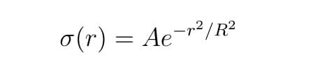 o(r) = Ae-¹²/R²