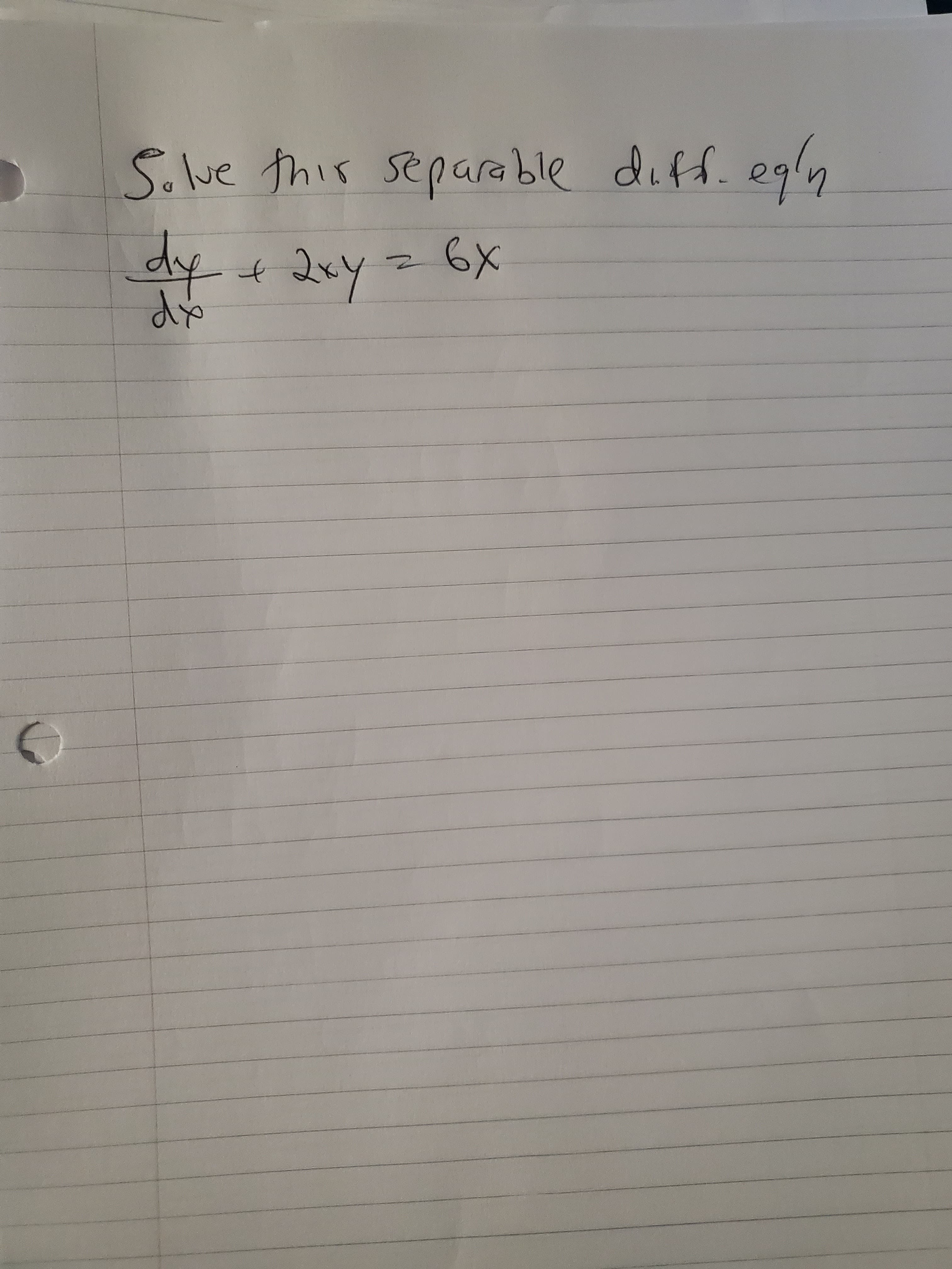 S.lve this separable diff. egly
dy+dey= 6X
2x4
