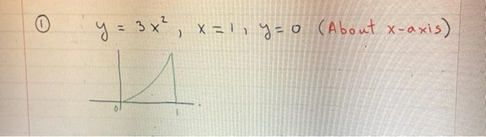 0
y = 3 x ², x = 1, y=0 (About x-axis)
114