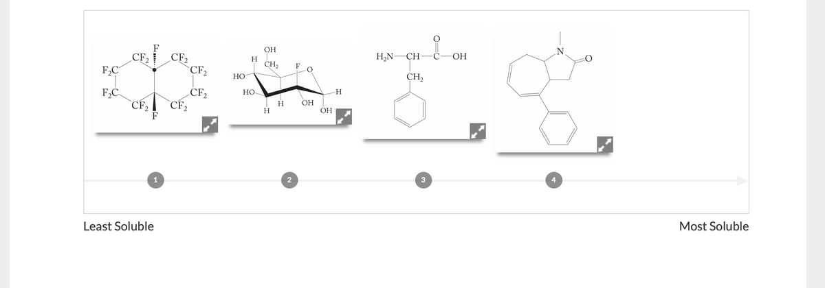 F
ОН
N
CF2
CF2
H
CH,
H,N-
СH
ОН
F
F,C
CF2
НО
CH,
F,C
CF2
CF2
`CF2
НО-
-H
ОН
H
H
ОН
F
1
Least Soluble
Most Soluble
2.
