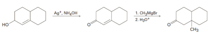 Ag*, NH4OH
1. CH3M9B
2. H3o+
но
CH3
