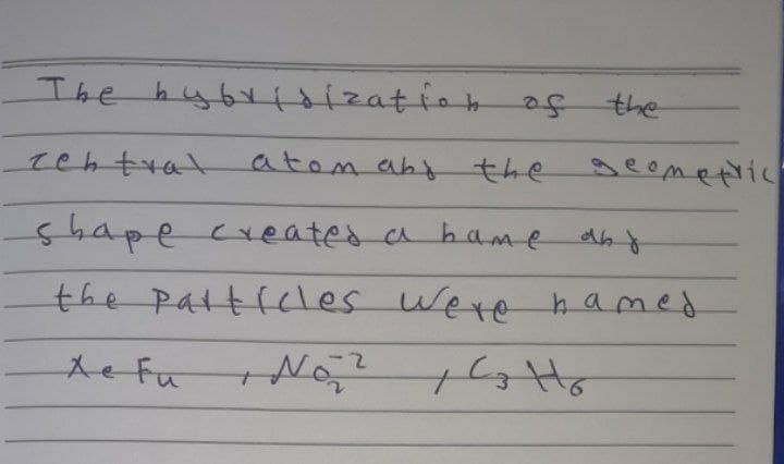 The hybytsization of
the
tehtrat
atomabt the
geomettic
shapecreates a hame dby
the Patticles were hamed
2-
te Fu No
