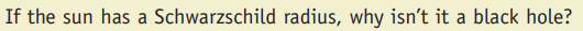 If the sun has a Schwarzschild radius, why isn't it a black hole?