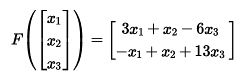 F
(ED)
=
[3
3x1 + x2 - 6x3
-x₁ + x₂ + 13x3
