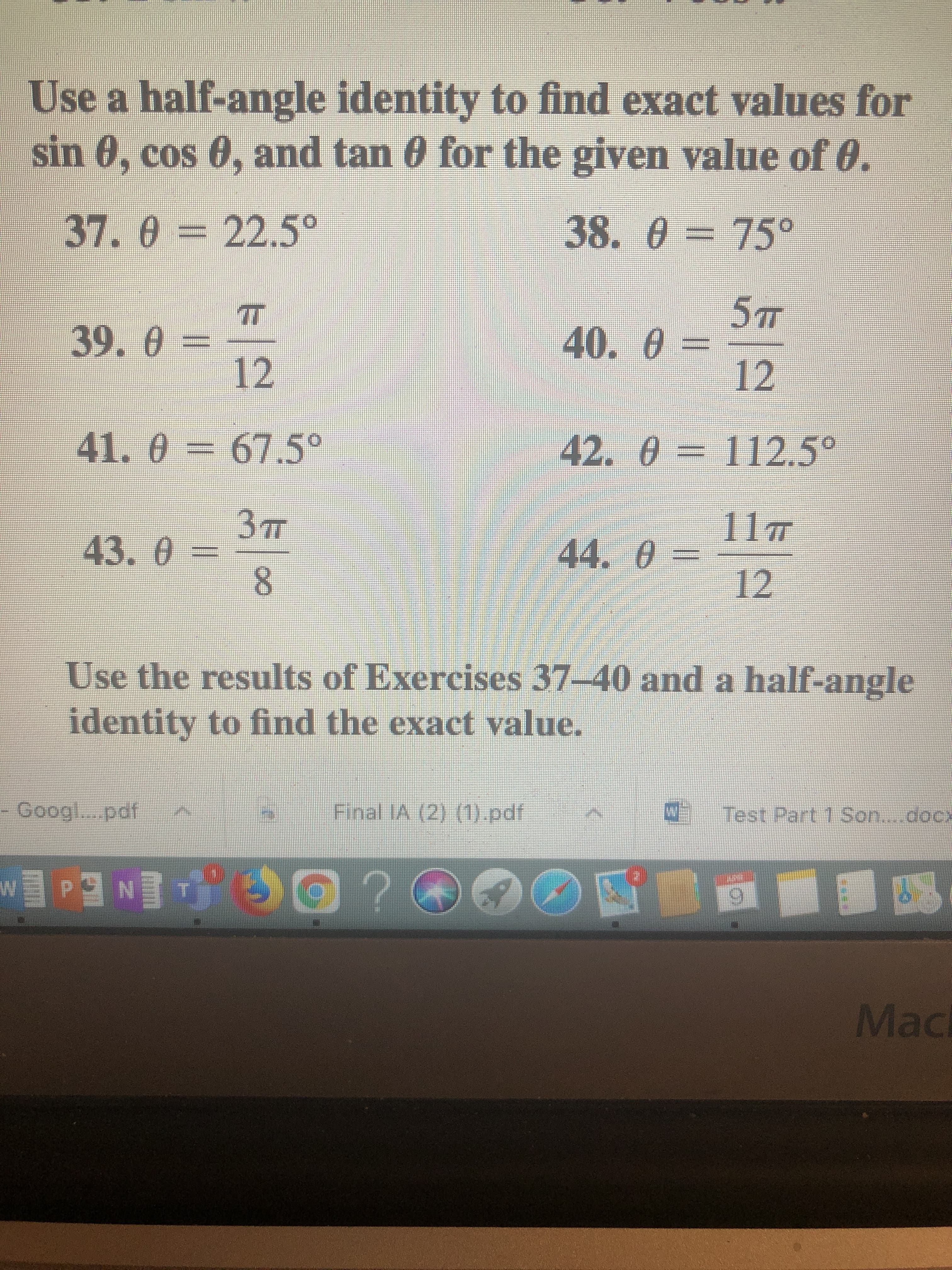 41. 0 = 67.5°
