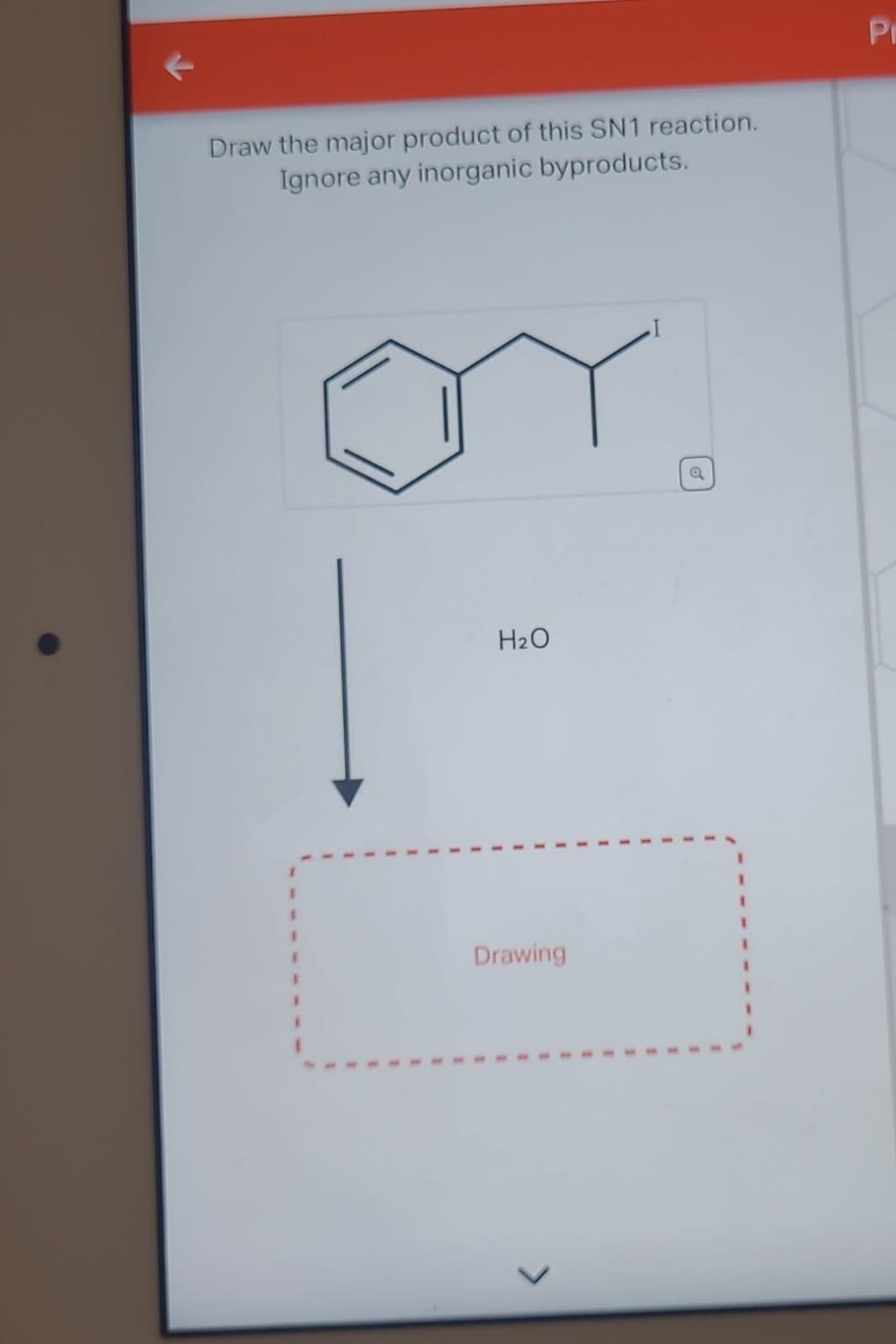 Draw the major product of this SN1 reaction.
Ignore any inorganic byproducts.
1
1
1
1
1
H₂O
Drawing
>
Q
Pr