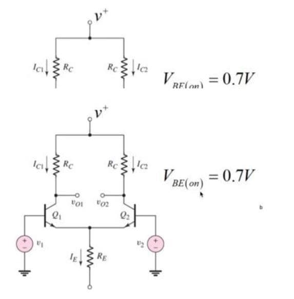 Rcca
VRElon) = 0.7V
RC
BELon)
Rc
lc
V BE(on) = 0.7V
RC
Q2
RE
ww-
