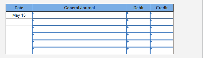 Date
May 15
General Journal
Debit
Credit