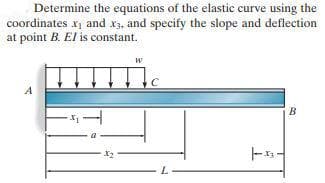 Determine the equations of the elastic curve using the
coordinates x, and x3, and specify the slope and deflection
at point B. El is constant.
X2
