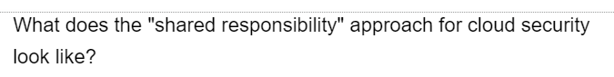 What does the "shared responsibility" approach for cloud security
look like?